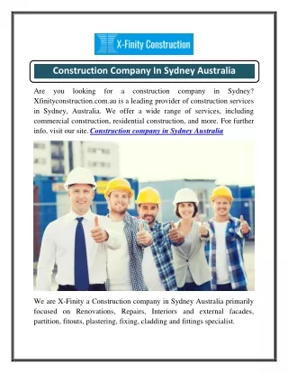 Construction Company In Sydney Australia  Xfinityconstruction.com