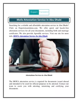 Mofa Attestation Service In Abu Dhabi  Expertstranslation.com.