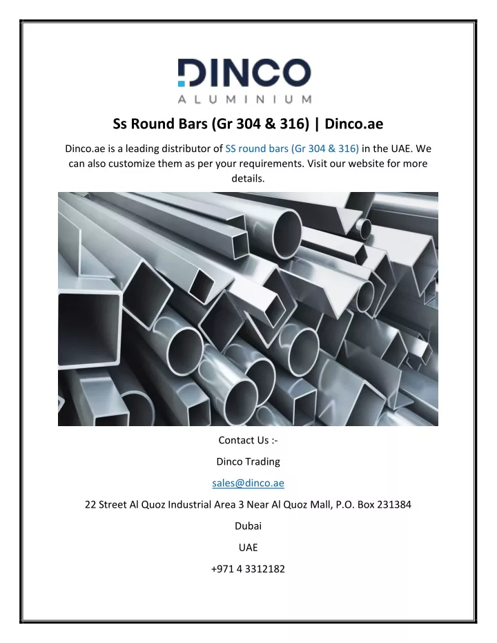 ss round bars gr 304 316 dinco ae