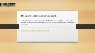 Deionized Water System Car Wash  Rv-mods.com