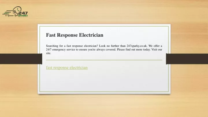 fast response electrician