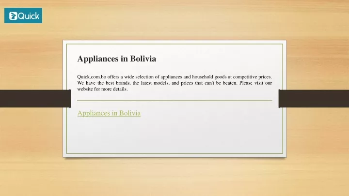 appliances in bolivia