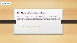 Fire Alarm Company in Abu Dhabi  Camberme.com