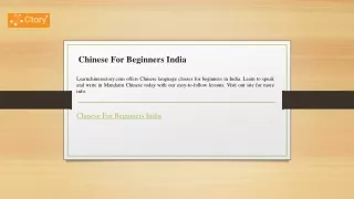 Chinese For Beginners India  Learnchinesectory.com
