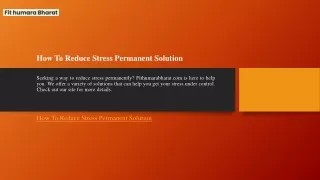 How To Reduce Stress Permanent Solution  Fithumarabharat.com