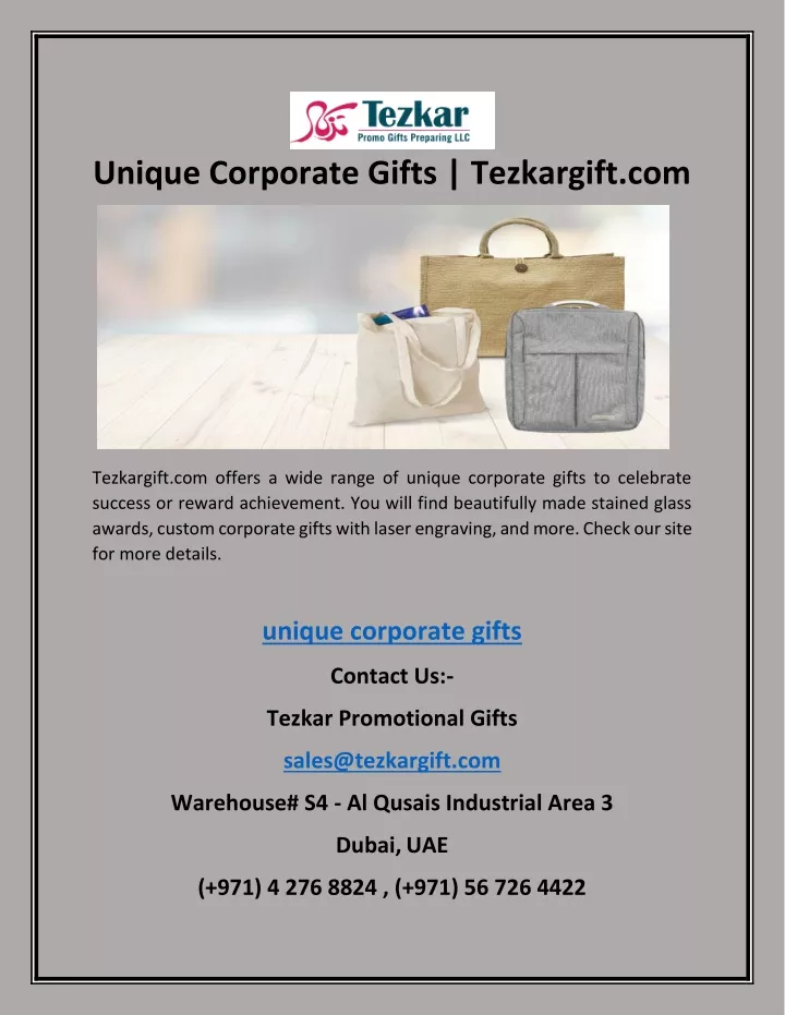 unique corporate gifts tezkargift com