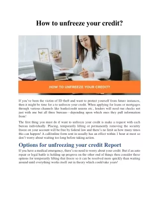 how to unfreeze your credit