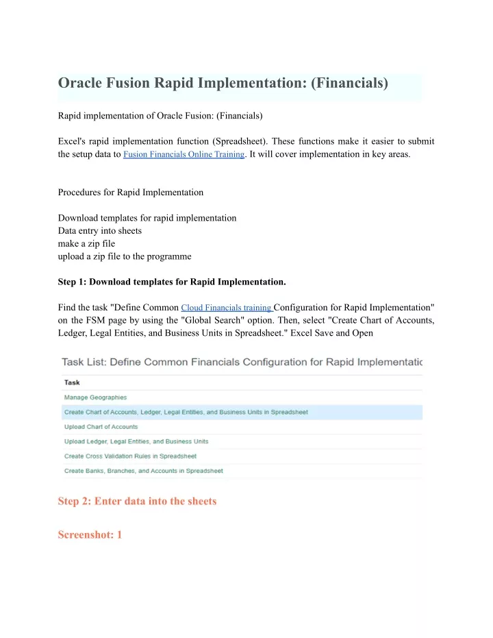 oracle fusion rapid implementation financials