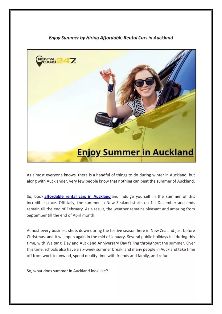 enjoy summer by hiring affordable rental cars