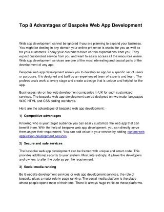 Top 5 Advantages of Bespoke Web App Development