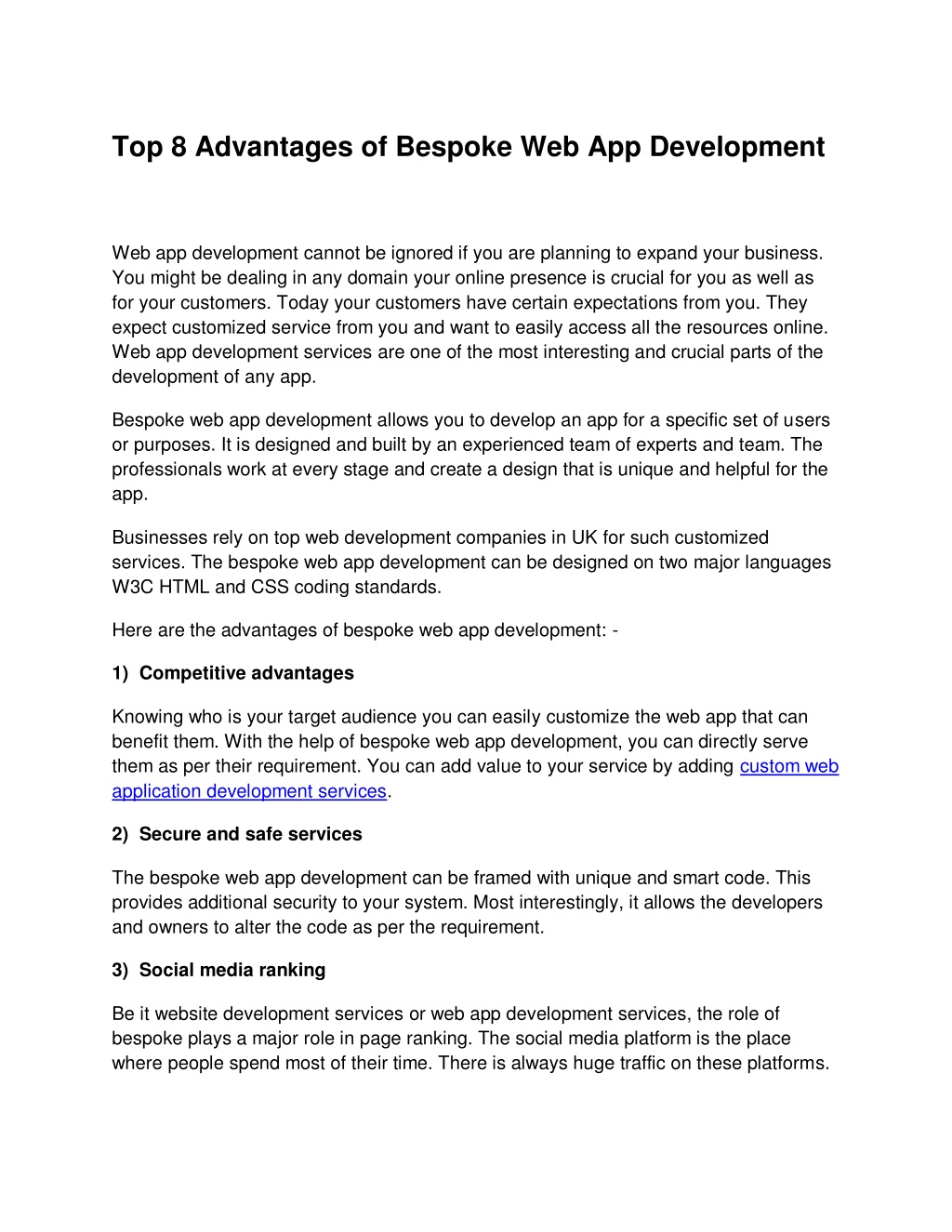 PPT - Top 5 Advantages of Bespoke Web App Development PowerPoint ...