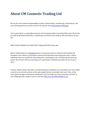 about cm cosmetic trading ltd