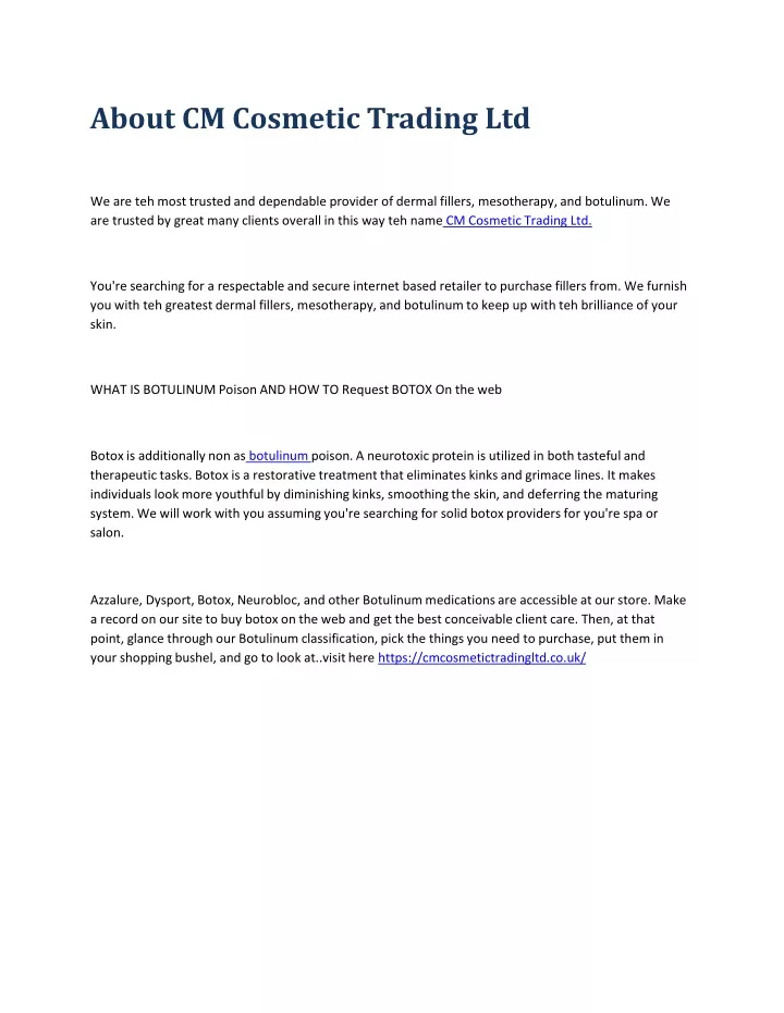 about cm cosmetic trading ltd