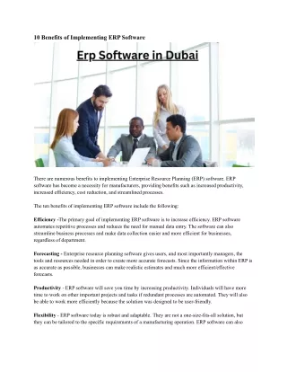 10 benefits of implementing erp software