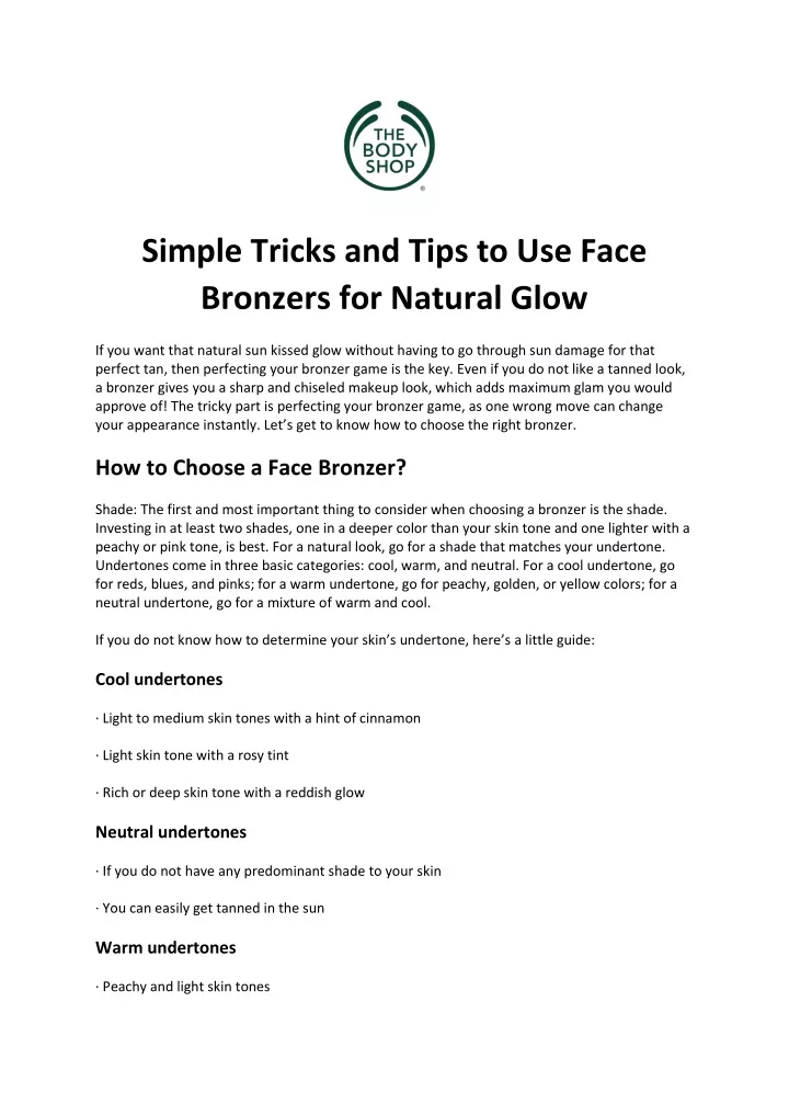 simple tricks and tips to use face bronzers