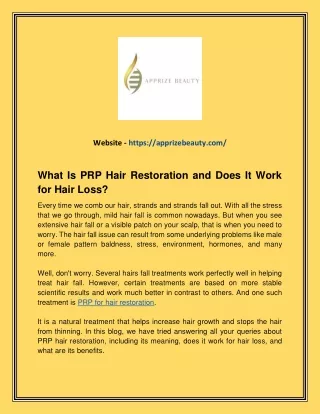 What Is PRP Hair Restoration And Does It Work For Hair Loss?