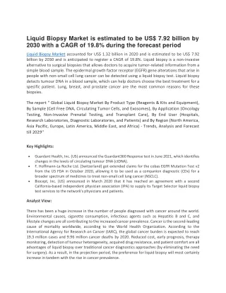 liquid biopsy market is estimated