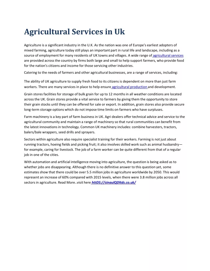 agricultural services in uk