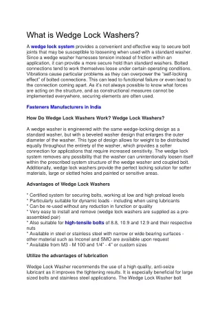 what is wedge lock washers