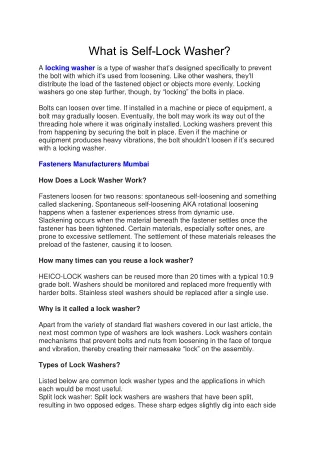what is self lock washer