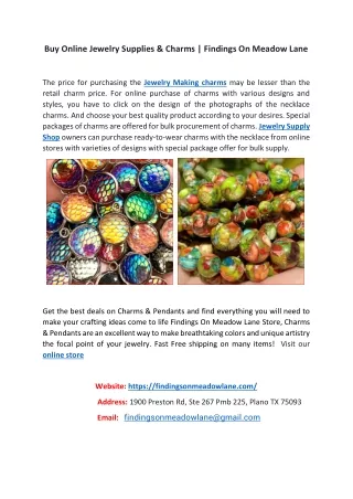 Unique Beads & Jewelry Charms Making Supplies - Findings On Meadow