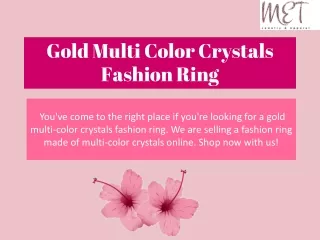 Gold Multi Color Crystals Fashion Ring
