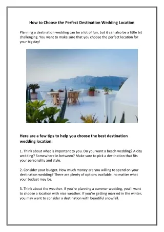 How to Choose the Perfect Destination Wedding Location