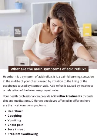 what are the main symptoms of acid reflux