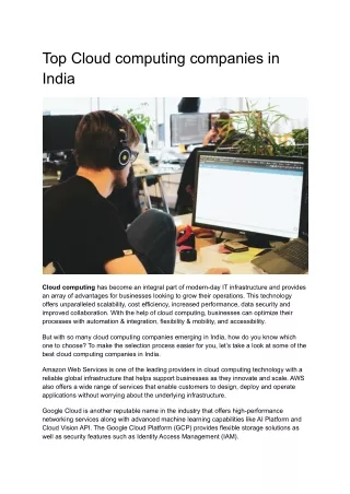 Top Cloud computing companies in India