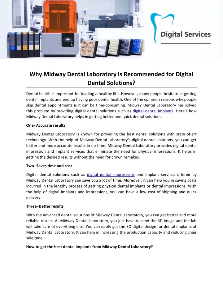 why midway dental laboratory is recommended