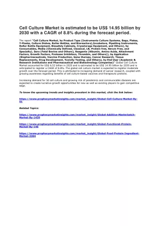 cell culture market is estimated