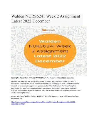 walden nurs6241 week 2 assignment latest 2022
