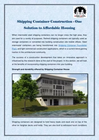 Shipping Container Construction - One Solution to Affordable Housing