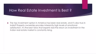 How Real Estate Investment Is Best