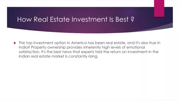 how real estate investment is best