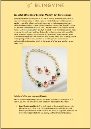Beautiful Office Wear Earrings Modern-day Professionals