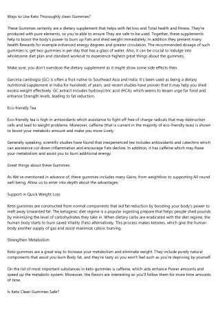 ways to use keto thoroughly clean gummies