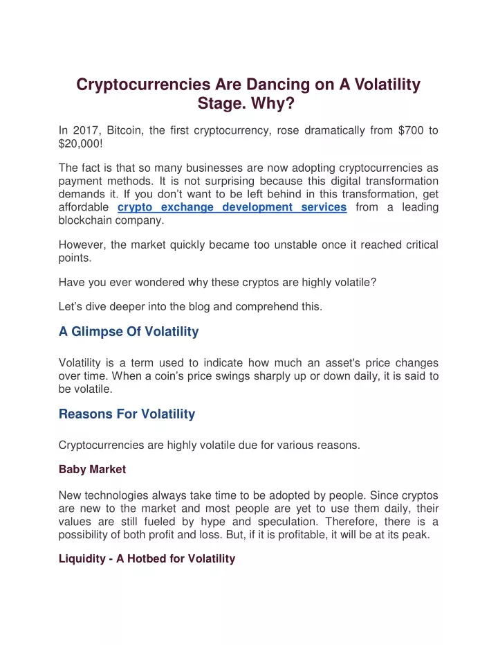 cryptocurrencies are dancing on a volatility