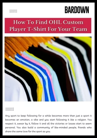 How To Find Ohl Custom Player T-Shirt For Your Team