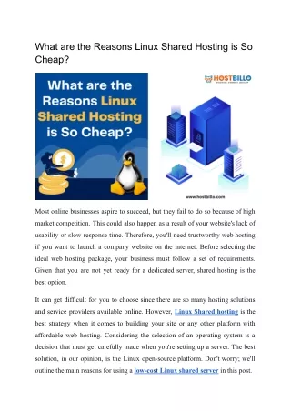 what are the reasons linux shared hosting