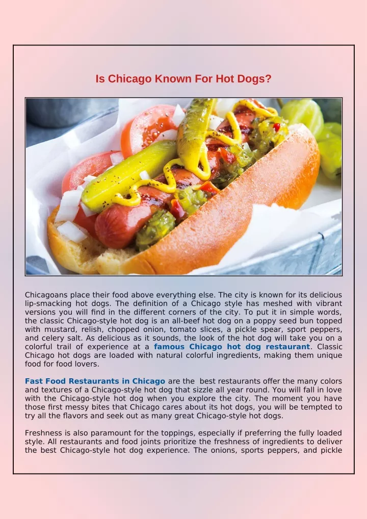 is chicago known for hot dogs
