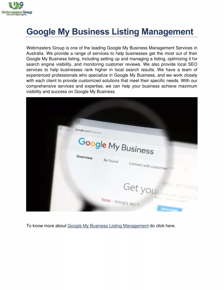 google my business listing management