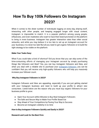 How To Buy 100k Followers On Instagram 2023