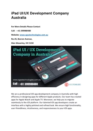 ipad ui ux development company australia