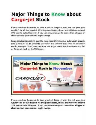 Major Things to Know about Cargo