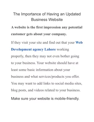 the importance of having an updated business