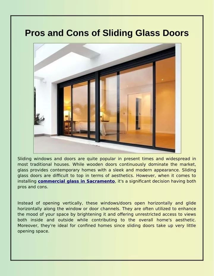 pros and cons of sliding glass doors