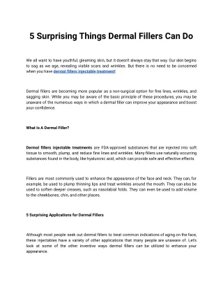 5 Surprising Things Dermal Fillers Can Do