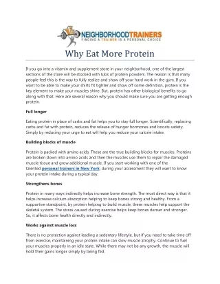 Why Eat More Protein
