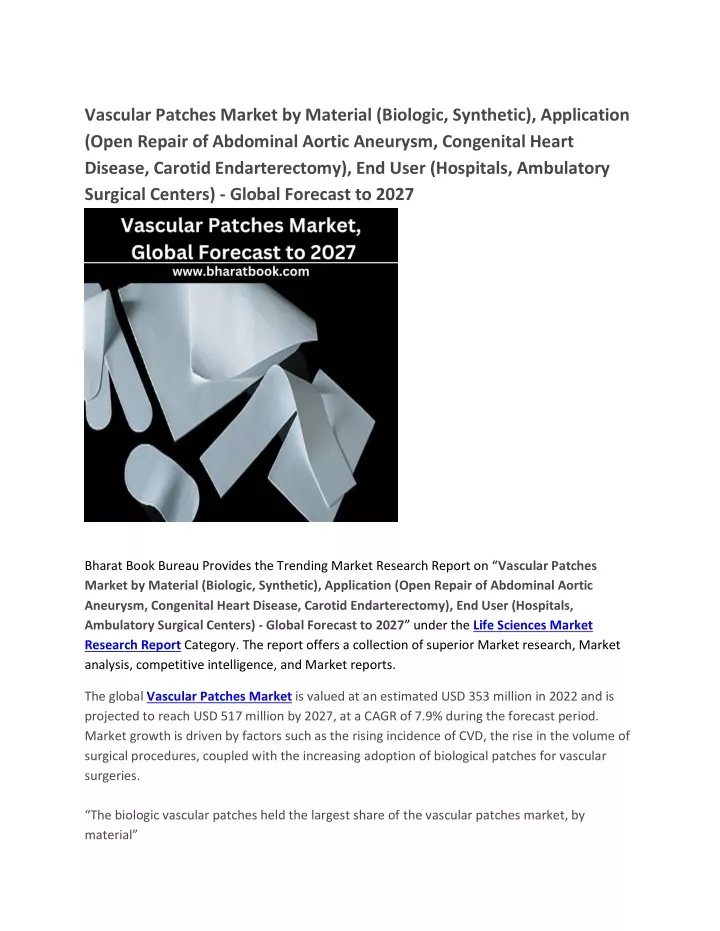 vascular patches market by material biologic